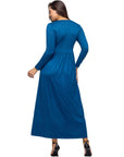 Long Sleeve Empire Waist Pocket Maxi Dress