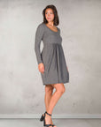 Long Sleeve Babydoll Knee Length Dress