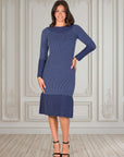 Ribbed Knit Long Sleeve Split Hem Sweater Dress