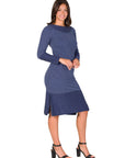Ribbed Knit Long Sleeve Split Hem Sweater Dress