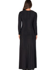 Long Sleeve Scoop Neck Shimmery Fabric Maxi Dress