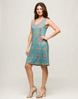 24seven Comfort Apparel Womens Teal Sleeveless Knee Length Shift Dress