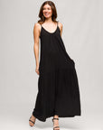 24seven Comfort Apparel Womens Lightweight Spaghetti Strap Pocket Maxi Dress