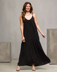 24seven Comfort Apparel Womens Lightweight Spaghetti Strap Pocket Maxi Dress