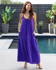 24seven Comfort Apparel Womens Lightweight Spaghetti Strap Pocket Maxi Dress