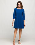 24seven Comfort Apparel Three Quarter Sleeve A Line Knee Length Dress