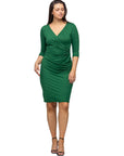 Draped in Style Knee Length V Neck Wrap Dress