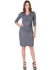 Draped in Style Knee Length V Neck Wrap Dress