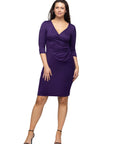 Draped in Style Knee Length V Neck Wrap Dress