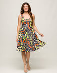 24seven Comfort Apparel Womens Butterfly Print Sleeveless Knee Length Tank Swing Dress
