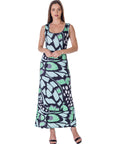 Womens Green Butterfly Print Casual Razorback Tank Maxi Dress