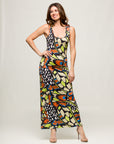 24seven Comfort Apparel Bright Butterfly Print Womens Razorback Tank Casual Maxi Dress