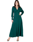 V-Neck Long Sleeve Maxi Dress