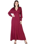 V-Neck Long Sleeve Maxi Dress