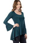 Long Bell Sleeve High Low Tunic Top