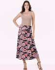 Black and Red Floral Maxi Skirt