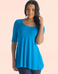Elbow Sleeve Swing Tunic Top For Women