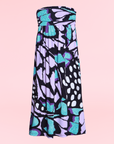 Girls Purple Butterfly Print Strapless Tube Maxi Dress