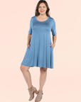 Knee Length Plus Size Pocket T Shirt Dress