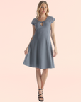 Scoop Neck A Line Dress with Keyhole Detail