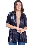 Tie Dye Elbow Sleeve Open Front Cardigan