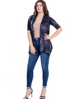 Tie Dye Elbow Sleeve Open Front Cardigan
