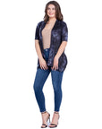 Tie Dye Elbow Sleeve Open Front Cardigan