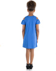 24seven Comfort Apparel Pleated Cold Shoulder Girls Summer Dress