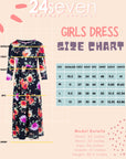 24seven Comfort Apparel Girls Floral Pleated Waist Maxi Dress Machine Washable