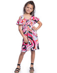 Girls Pink Cold Shoulder Knee Length Dress