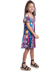 Floral Girls Cold Shoulder Knee Length Dress
