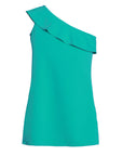 Girls Solid Color One Shoulder Ruffle Knee Length Dress