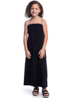 Girls Solid Color Strapless Tube Maxi Dress