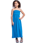 Girls Solid Color Strapless Tube Maxi Dress