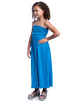 Girls Solid Color Strapless Tube Maxi Dress