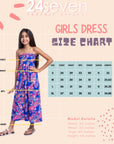 Girls Blue Paisley Print Strapless Tube Maxi Dress