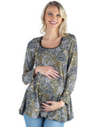 Maternity Army Green Paisley Long Sleeve Tunic Top