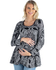 Maternity Black Paisley Long Sleeve Tunic Top