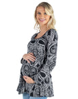 Maternity Black Paisley Long Sleeve Tunic Top