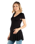 Cap Sleeve Maternity Tunic Top with Soft Flare Hem