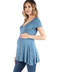 Cap Sleeve Maternity Tunic Top with Soft Flare Hem