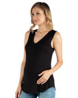 V Neck Maternity Tunic Tank Top with Round Hemline