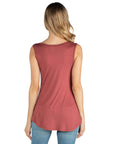 V Neck Maternity Tunic Tank Top with Round Hemline