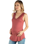 V Neck Maternity Tunic Tank Top with Round Hemline