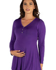 Flared Long Sleeve Henley Maternity Top