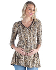 Maternity Snake Print Three Quarter Sleeve Tunic Top
