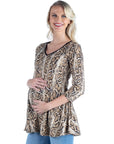Maternity Snake Print Three Quarter Sleeve Tunic Top
