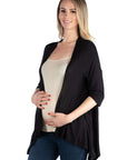 Elbow Length Sleeve Maternity Open Cardigan