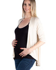 Elbow Length Sleeve Maternity Open Cardigan