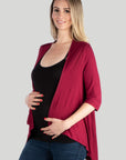 Elbow Length Sleeve Maternity Open Cardigan